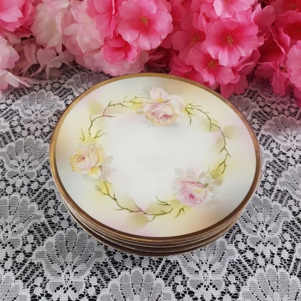 Vintage Altenburg China Dessert Plates Set: Hand-Painted Floral Porcelain German